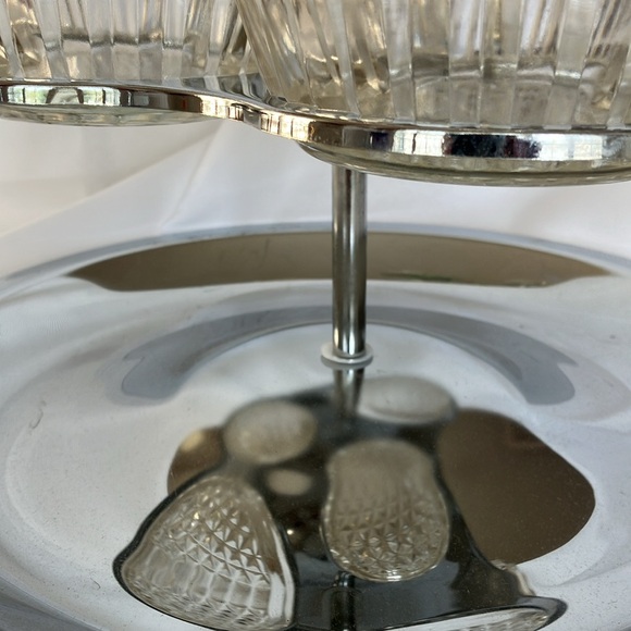 KROMEX MCM Chrome RelishTray With 3 Crystal Bowls On Chrome Lazy Susan - Picture 4 of 16